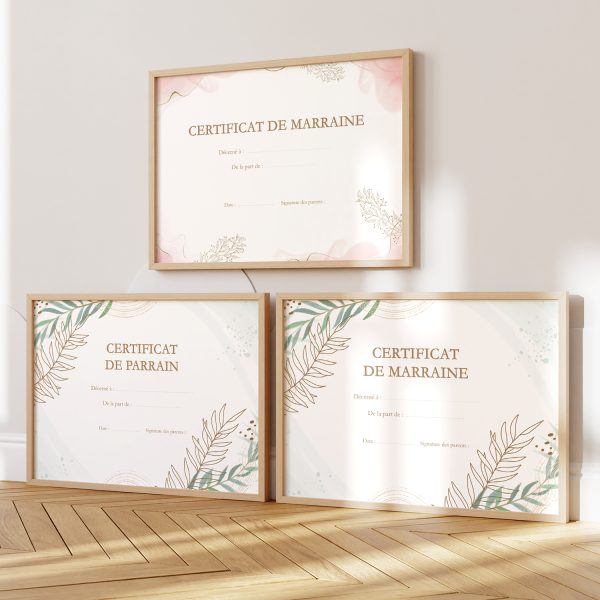 Diplôme de parrain et marraine