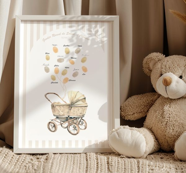 arbre à empreintes baby shower poussette
