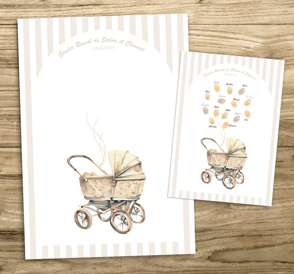 arbre à empreintes baby shower poussette
