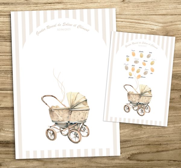 arbre à empreintes baby shower poussette